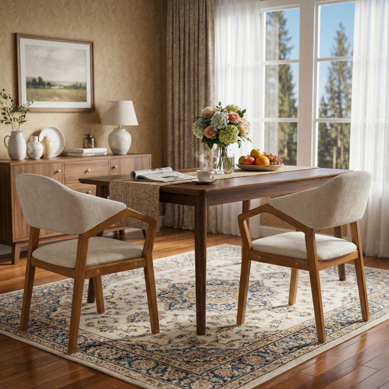 Ensemble de 2 chaises de salle à manger d'intérieur, Beige
