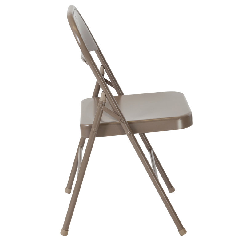 Oliverson Double Braced Metal Folding Chair, Beige
