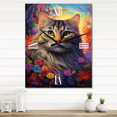 Maryetta - Animals Cat Modern Wall Clock