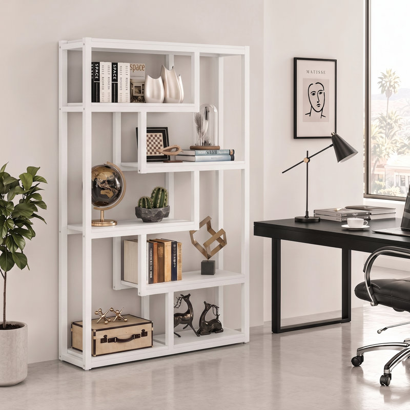 Bibliothèque géométrique H 69,29 "x l 39,37", Blanc