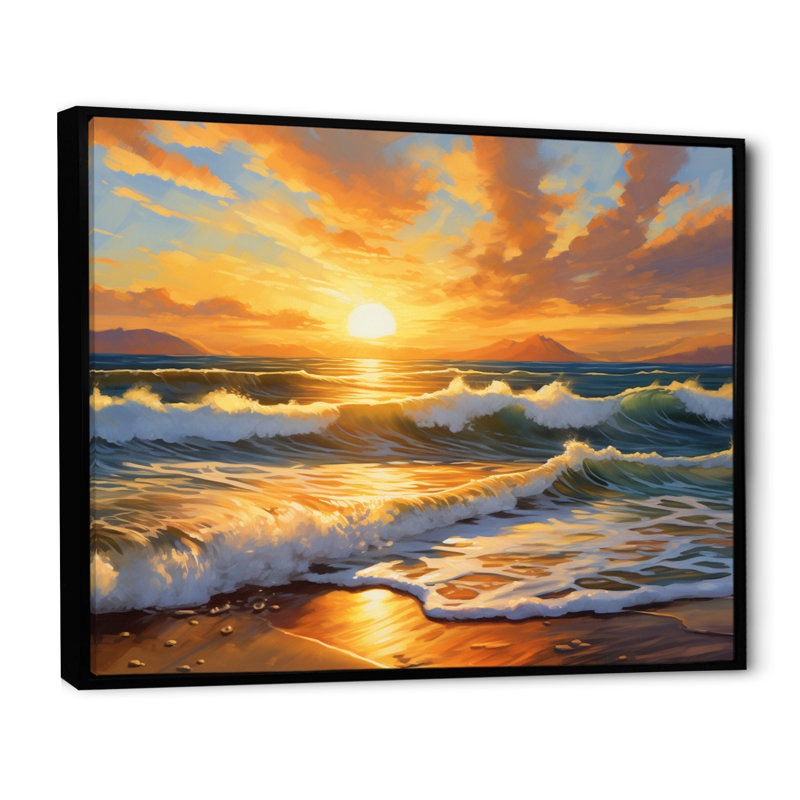 «Beach Photo Sunlit Horizons VI», reproduction d'art sur toile nautique et plage, H 16 po x l 32 po x P 1 po