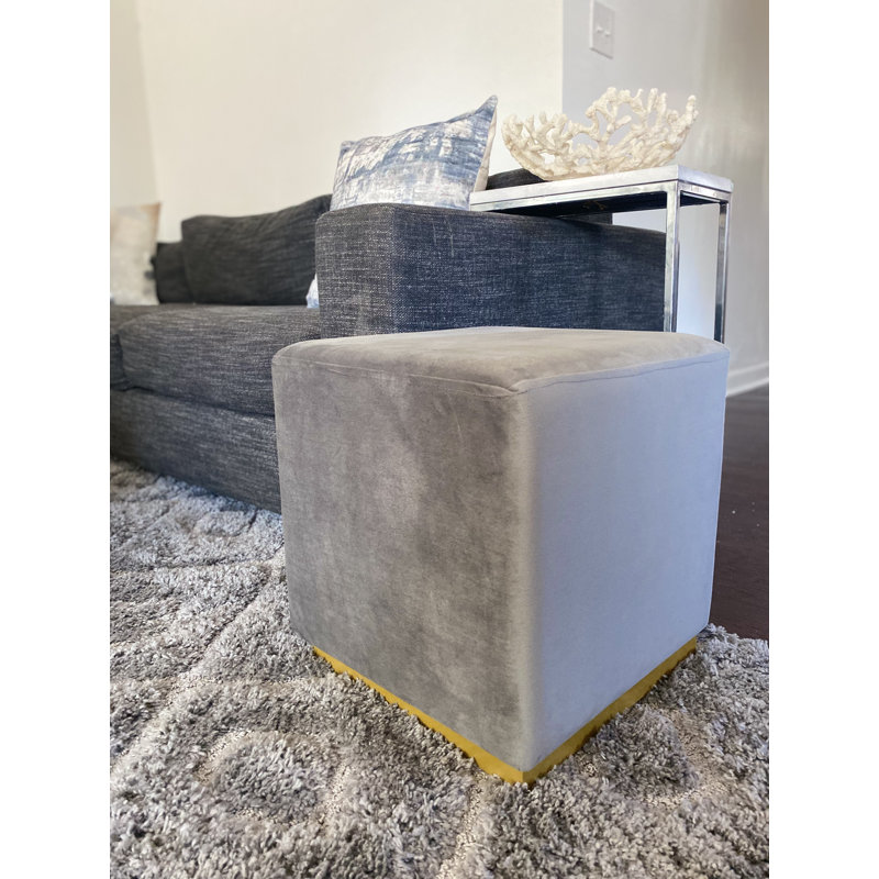 Alanieta Velvet Ottoman, Gray Velvet
