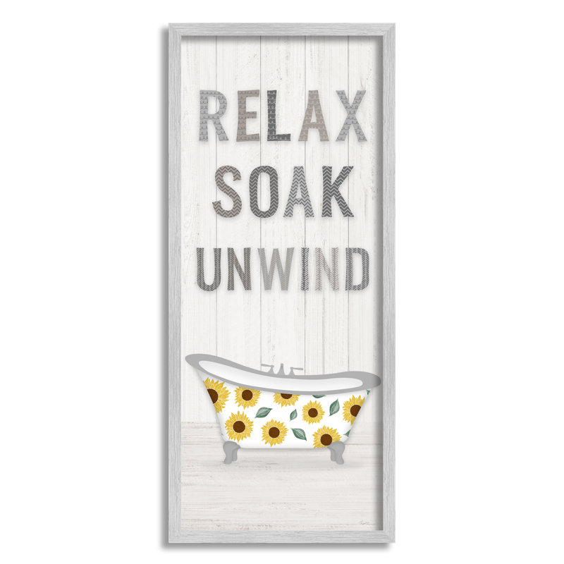 «Relax Soak Unwind Bathroom» par Natalie Carpentieri, H 30 po x l 13 po, Estampe numérique Farmhouse