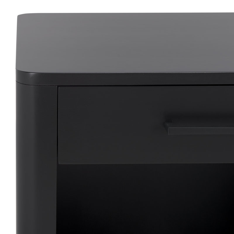 Abbiava 1 Drawer Wood Nightstand, Black