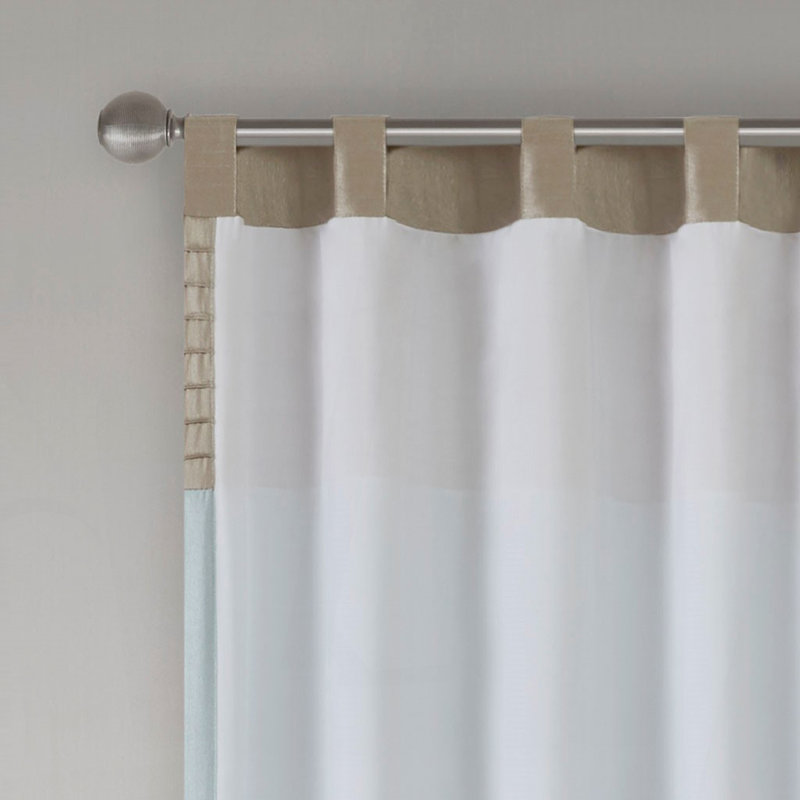 Polyoni Pintuck Curtain Panel(Only 1 Pc Panel), Blue/Beige