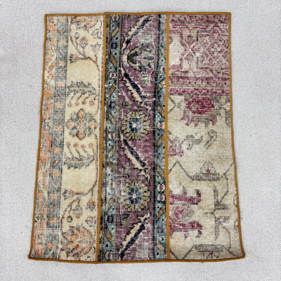 Vintage Wool Patchwork Rug, 24.8x32.3 Inch Beige Rug