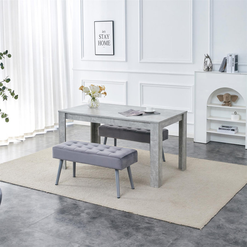 Saryah 4 - Person Dining Set, 75" H x 140" L x 80" W, Stone Grey