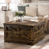 Table basse de rangement carrée avec plateau relevable Dahlquist Farmhouse