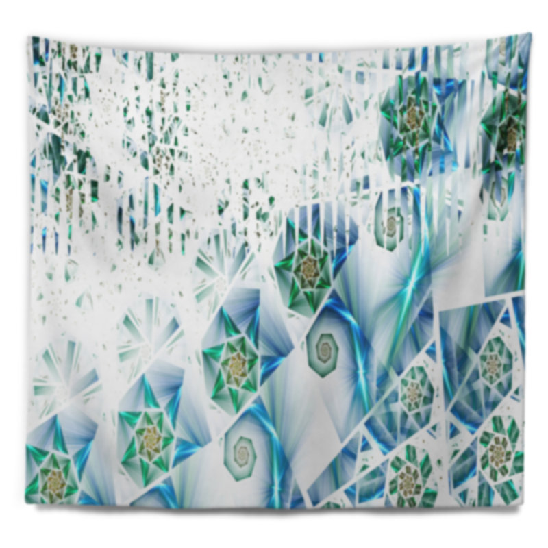 Tapisserie à fleurs abstraites vert clair, H 50 po x l 60 po