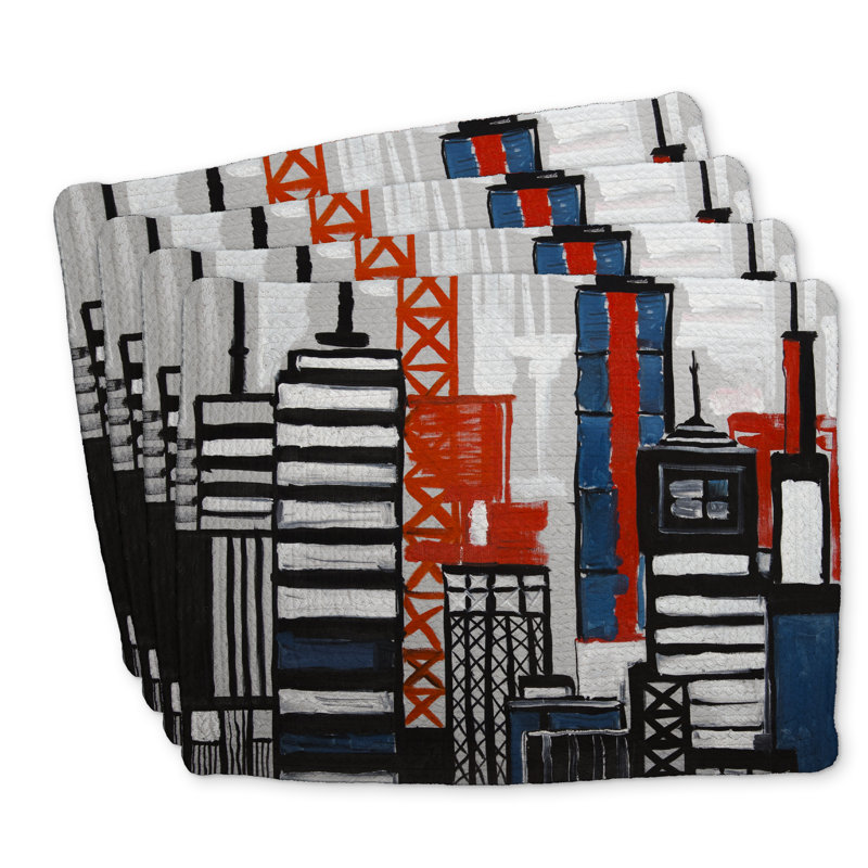 Ensemble de 4 napperons en polyester tressé à motif géométrique