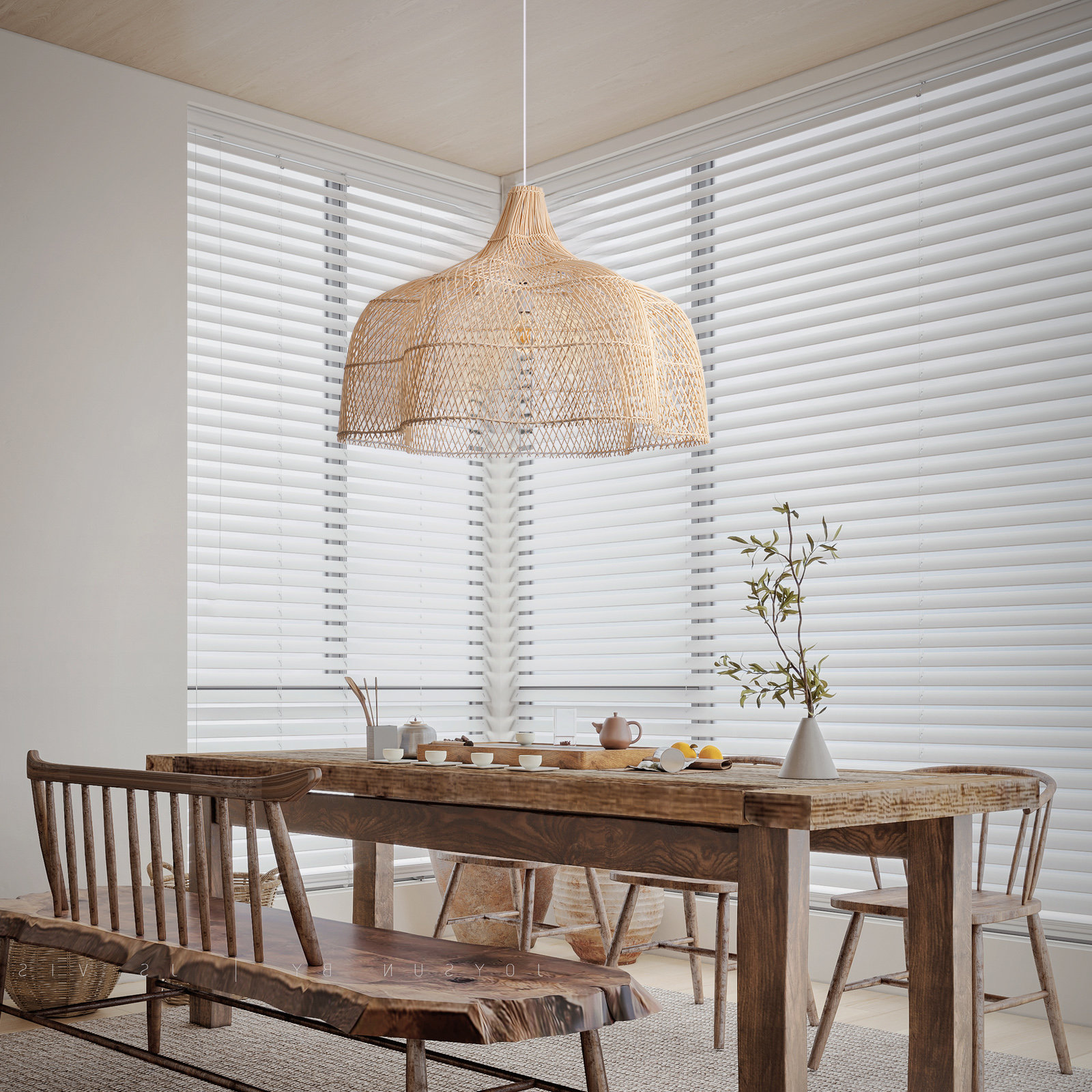 Single Light Rattan Wrought Iron Dimmable Pendant, 23.62" H x 31.49" W x 31.49" D