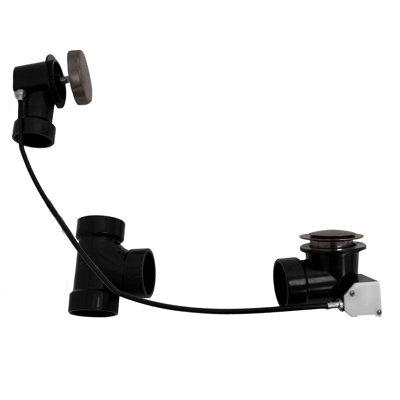 27" Cable Drive Bathtub Pop-Up Drain Trim with Rotary Overflow and Sch. 40 ABS Fittings