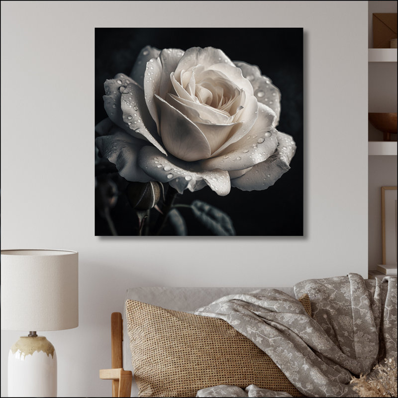 Exquises gouttelettes de rosée blanche, H 30 po x l 30 po x P 1 po, Toile tendue