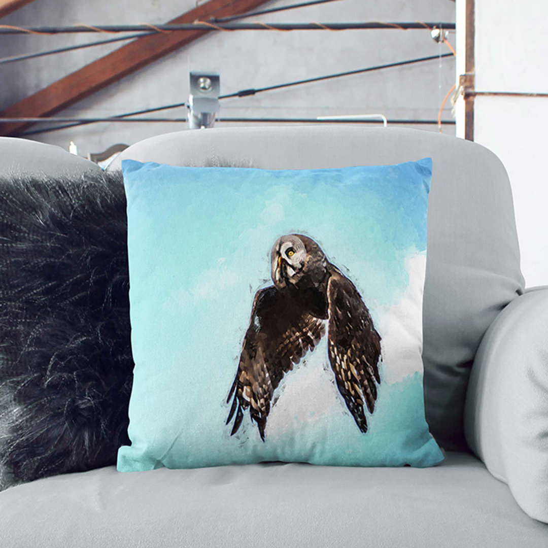 Flying Great Owl Cushion with Filling