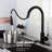 Matte Black Stainless Steel Touch Kitchen Faucet With Pull-Down , 360-Degree Rotatable Spray Head For Sink Thorough Cleanse, , Corrosion And Rust , Single Handle Water Temperature Flow Regulating-1194471677