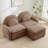 Teddy Fabric Modular Loveseat Sofa with Curved Design and Double-Layer Cushion-1508844121