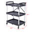Collapsible 3-Tier Service Cart with Folding Design - Black and Silver Iron Frame