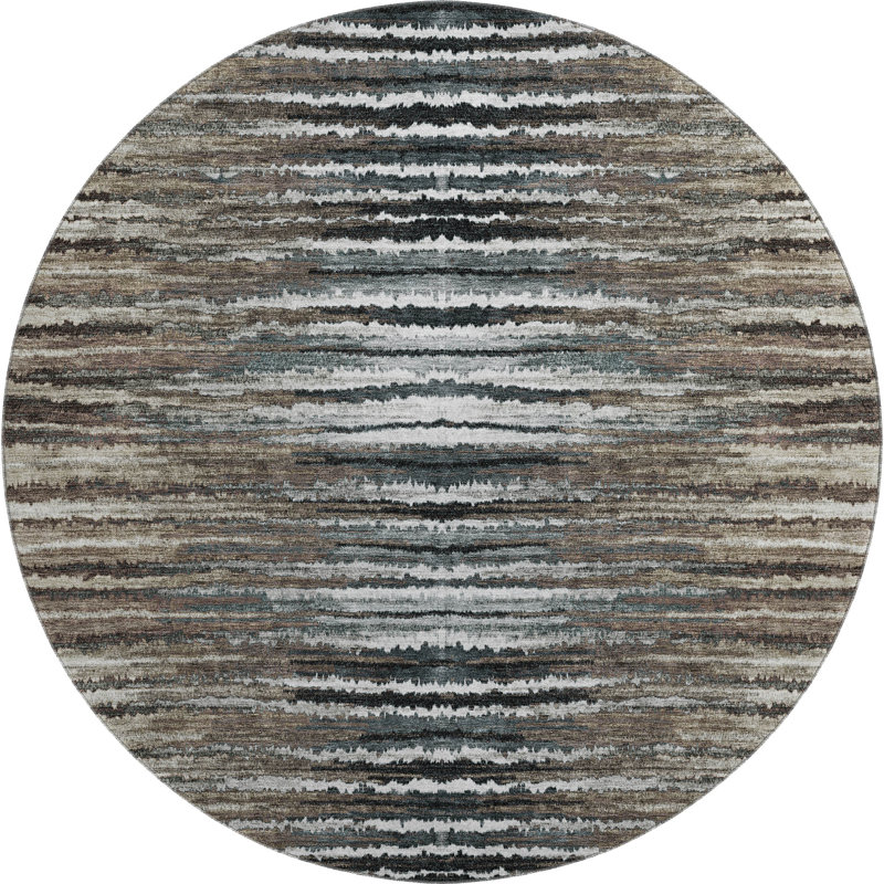 Premium Machine Washable Cerrito AMF604 Brown Rug, Round 8'
