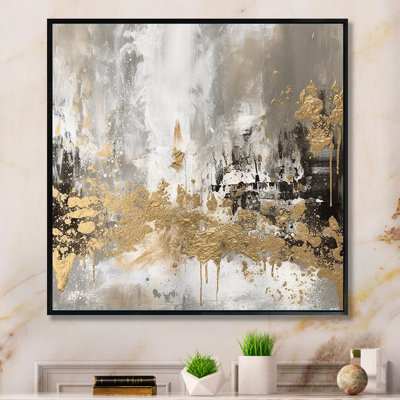 Demetry Modern Golden Abstract - Abstract Wall Art