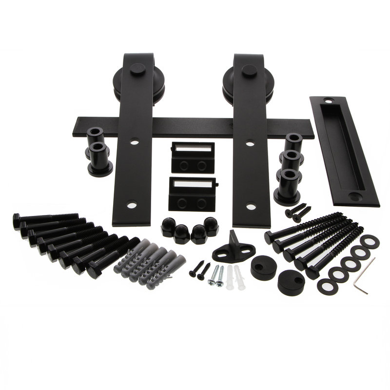 Black Iron Single Door Barn Door Hardware Kit Standard Single