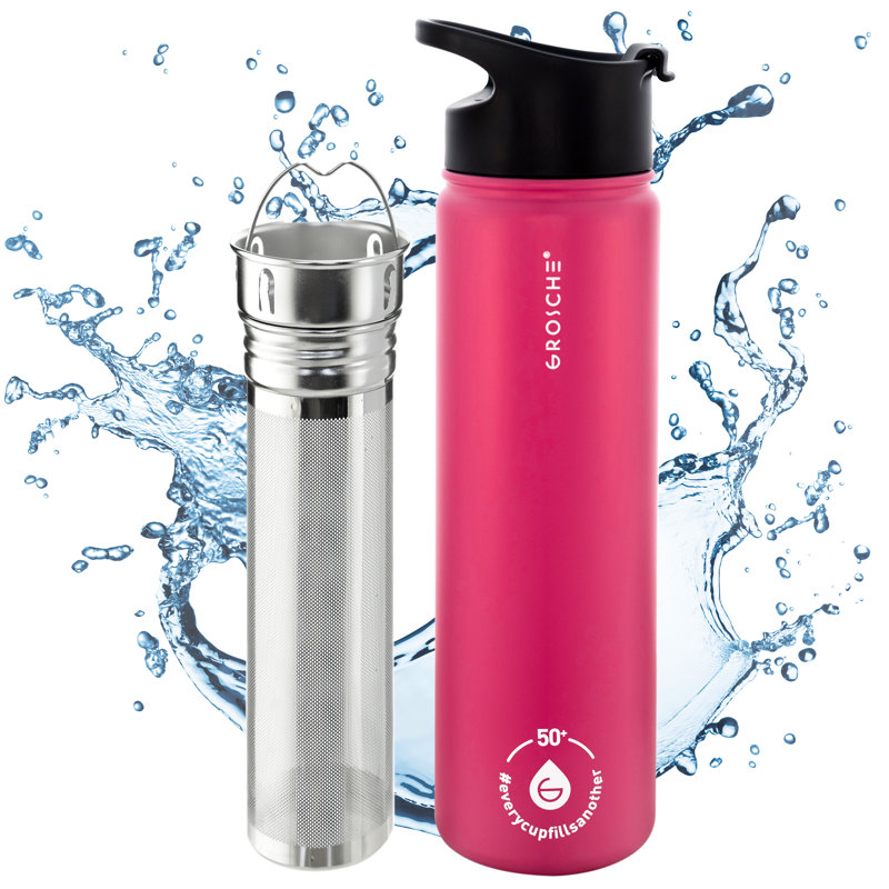 Bouteille d'eau GROSCHE Chicago Steel Infusion, 22 oz., Fuchsia