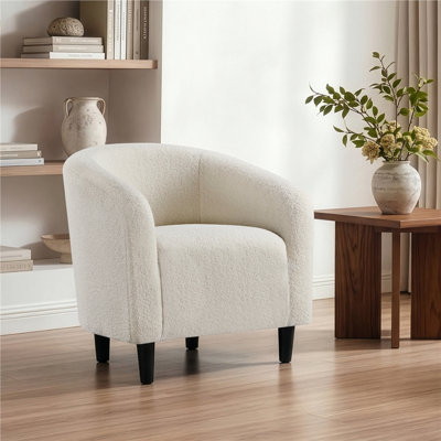 Upholstered Solid Wood Barrel Accent Club Chair
