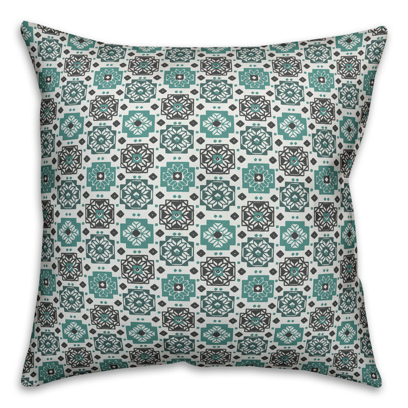 Square Flowers Flower Square Throw Pillow, 16" x 16", Blue, Indoor