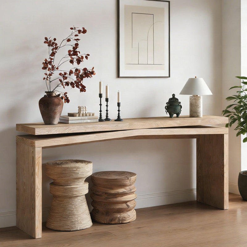 Rustic Solid Wood Console Table, Long Farmhouse Entryway Sofa Table for Living Room, Hallway, and Behind Couch in Apartment