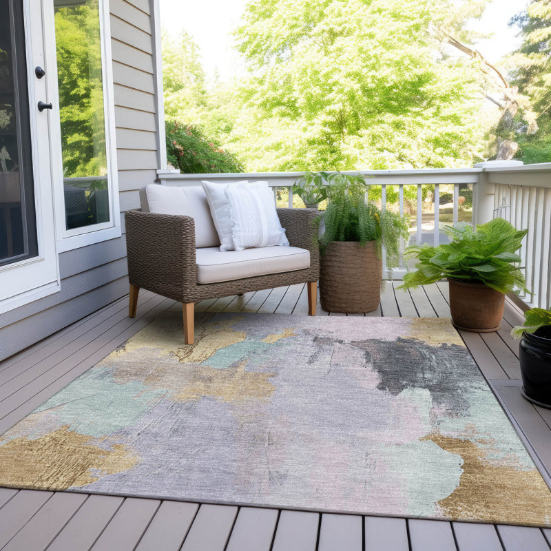 Machine Washable Indoor/Outdoor Xhevrie Lavender Rug, Rectangle 10' x 14'