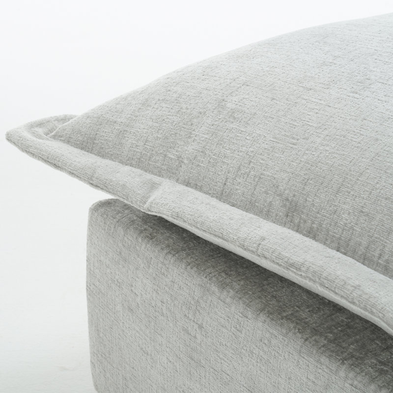 Repose-pieds rembourré carré en chenille avec surmatelas moelleux surdimensionné - entièrement comprimé, aucun assemblage requis
