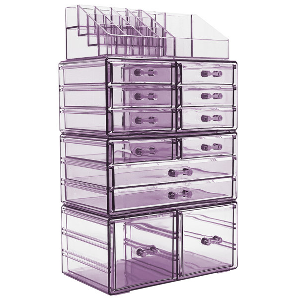 Makeup Organizer With 16 Drawers, 4 Pcs Desktop Office Supplies, Desk  Organizers, Clear Desk Accessories, Dustproof Drawer Storage for Make Up