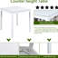 Table de salle à manger carrée blanche pour 4 personnes, hauteur du comptoir, plateau imperméable, structure et pieds en bois massif, montage facile, bords en cristal acrylique, structure lisse pour usage domestique