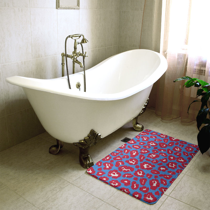 Tapis de bain de football Houston, H 0,5 po x l 17 po x L 24 po, Bleu clair / blanc / rouge