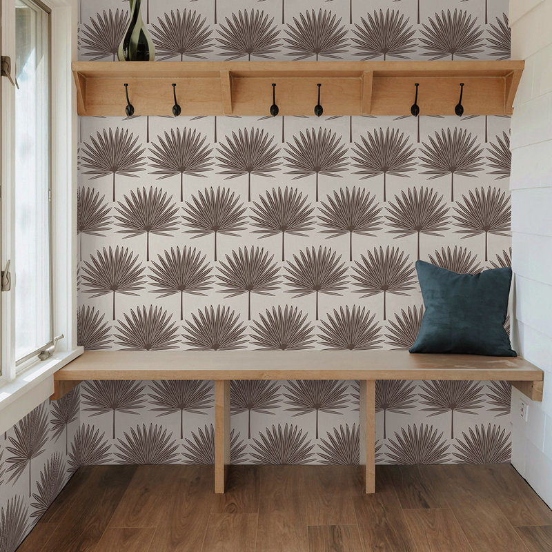 Papier peint estampé Palm, Brun