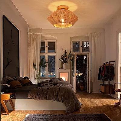Barteld Rattan Semi Flush Mount 12.8"