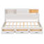 Lit de jour simple en bois avec 3 tiroirs de rangement, tableau souple supérieur, tablette et ensemble de prises et ports USB, blanc-978003210-978003208