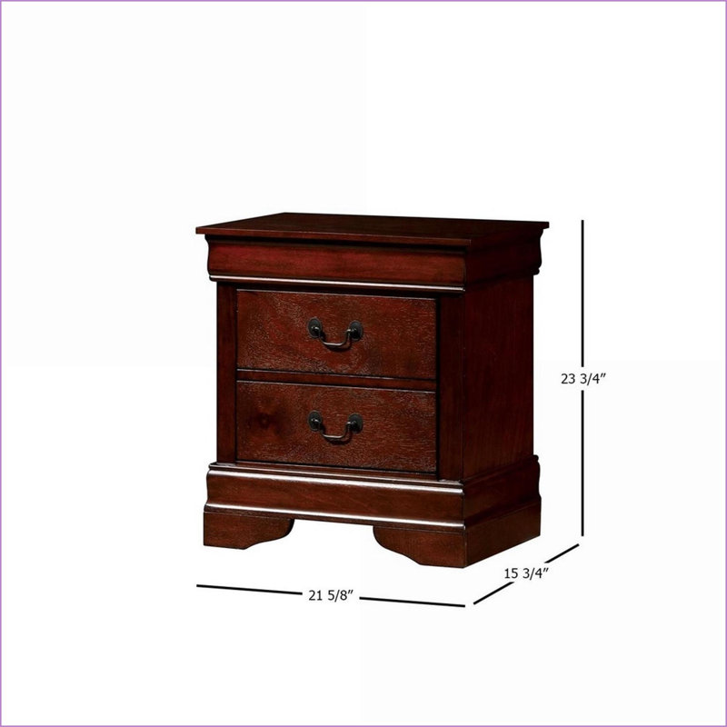 Cherry Finish Solid Wood Transitional Nightstand with Storage Drawer