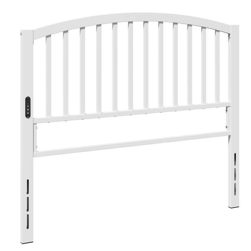 Farmhouse Arched Slat Metal Headboard, Full, White