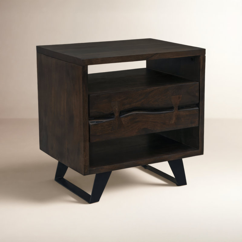 Madagascar 1 - Drawer Solid Wood Nightstand, Dark Brown