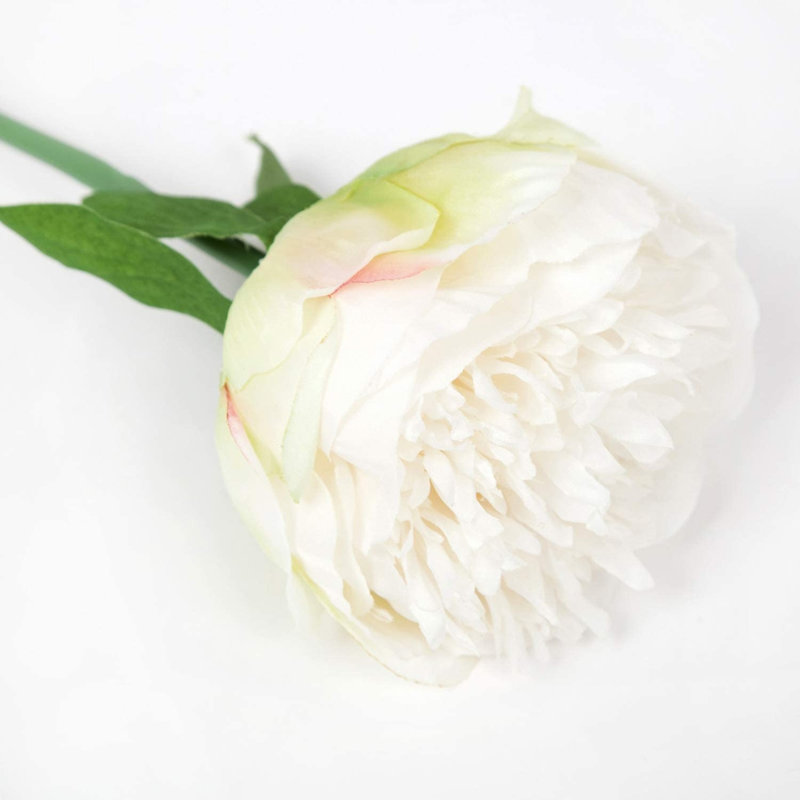 Arrangement floral en soie dans un vase, Blanc lait