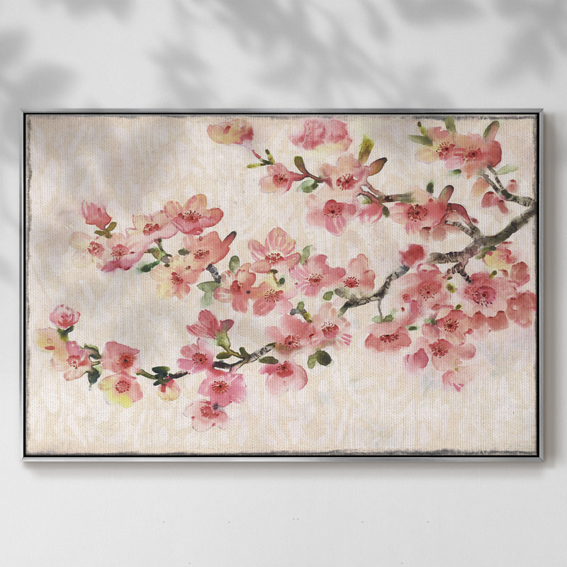 «Cherry Blossom Composition I», reproduction d'art sur toile, H 17 po x l 25 po x P 2 po, Argent