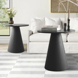 Carnisha Pedestal Round Black End Table Sets