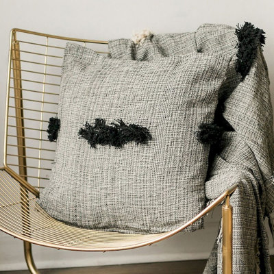  Housse de coussin gris / noir