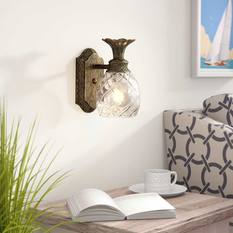 Plantation 1-Light Pineapple Accent Wall Sconce, Pearl Bronze