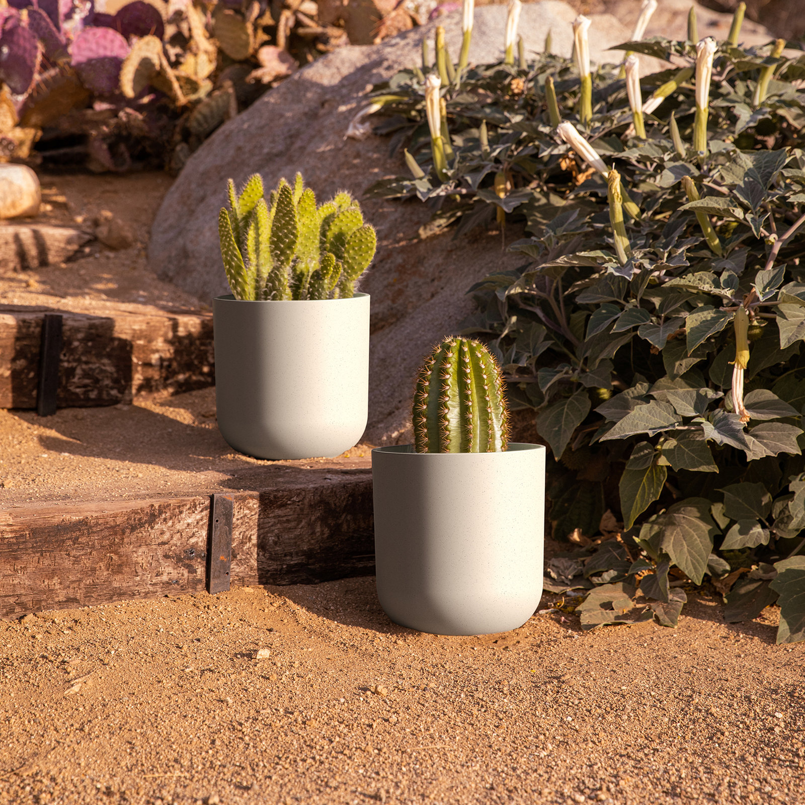 Mason Series Kona Planter, 2, White, 10.25" H x 10" W x 10" D