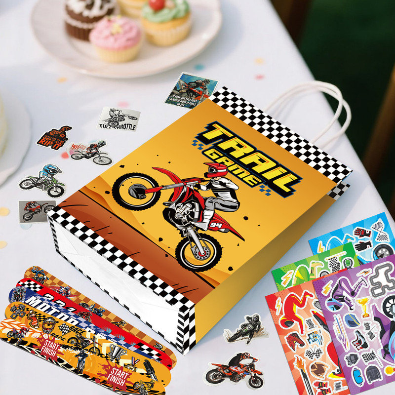 Motorcycle Party Supplies, 110pcs Motocross Birthday Party Favors Set