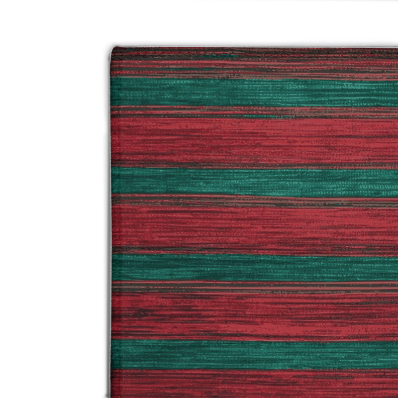 Tapis intérieur / extérieur vert HorizontalStripes, Rectangulaire 8 pi x 10 pi