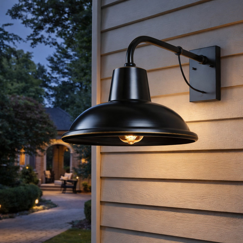 Luminaire de grange d'extérieur 1 lumière au fini noir impérial