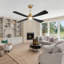 56 po Ventilateur de plafond 4 pales en bois massif avec ensemble d'éclairage et télécommande-1568045678-1568045675