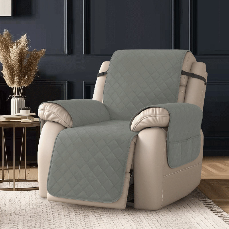 Housse matelassée et réversible pour fauteuil inclinable, Gris clair, Petit: H 91 po x l 25 po x P 22 po